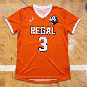 Regal Volleyball Jersey Women V-Neck Short Sleeve Jersey Orange Sublimated Moisture Wicking Athletic Volleyball Jerseys tops - Product Image 1