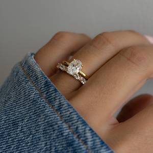 Bague de fiançailles en moissanite CZ, argent sterling 925 plaqué or 14 carats, bague de promesse, bague d'anniversaire de mariage pour elle, femme - Product Image 3