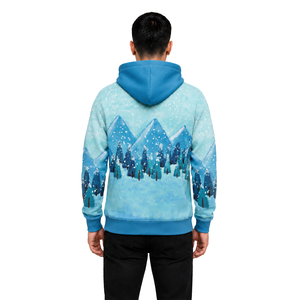 Sweat à capuche pour homme personnalisé à imprimé géométrique, coupe classique, décontracté, imperméable, écologique, respirant, en polyester tricoté, avec poche, 350g - Product Image 2