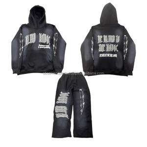 Custom Winter Streetwear Sweatsuits Manufacturer Designer High Quality Heavyweight Hooded Blank Hoodies Baggy <b>Sweatpants</b> <b>Set</b> - Product Image 1