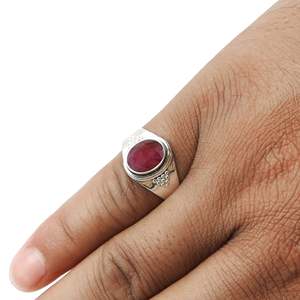 Natural Oval Cut Ruby Gemstone Handmade Bohemian <b>Ring</b> <b>Crafted</b> From Pure 925 Solid Silver Unisex Jewelry Perfect For Wear Daily - Product Image 4