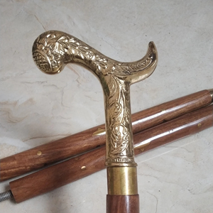 Canne de marche pliante vintage en bois avec poignée en laiton, réglable en 3 sections, pour la randonnée en extérieur, Imperial Brass Store, logo personnalisé - Product Image 5