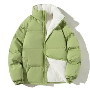 Veste d'hiver pour homme, doublée en sherpa, style puffer, surdimensionnée, fermeture éclair, col montant, rembourrée en coton, chaude - Product Image 4