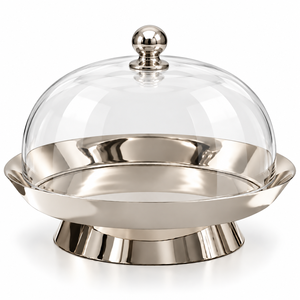 Plateau à chocolat décoratif découpé avec dôme en verre et bouton en forme de croissant pour hôtels, mariages et événements – Tailles et couleurs personnalisées disponibles - Product Image 2