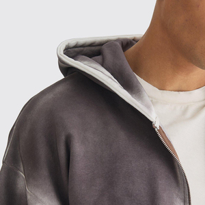 Sweat-shirts à capuche zippés pour hommes en coton 100 % respirant, effet délavé, dernière mode, pour un style streetwear. - Product Image 5