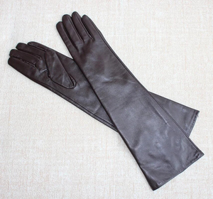 Black Leather Opera Length <b>Gloves</b> Women Retro Style Party Winter Formal Unlined Long <b>Glove</b> - Product Image 6