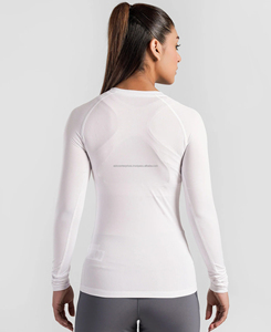 T-shirt de compression pour femme à col rond, respirant, séchage rapide, en coton et élasthanne écologiques, pour le sport, avec impression par transfert thermique - Product Image 2