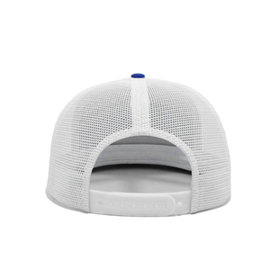High Quality Plain <b>Navy</b> Blue 7-Panel Snapback <b>Hat</b> Mesh Back Streetwear Style Flat Brim Trucker Cap for Daily Casual Headwear - Product Image 6
