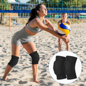 2 piezas/1 par de rodilleras deportivas de esponja de grosor convencional, de nailon, antideslizantes, elásticas, para baile, fáciles de poner y quitar - Product Image 1