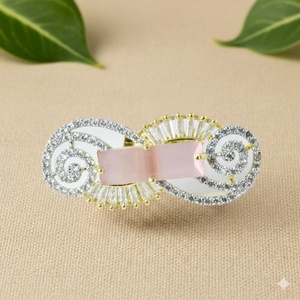 Gold Plated Chalcedony <b>CZ</b> Diamond <b>Ring</b> Bridal Wedding Statement Cocktail <b>Ring</b> Elegant Engagement <b>Ring</b> - Product Image 4
