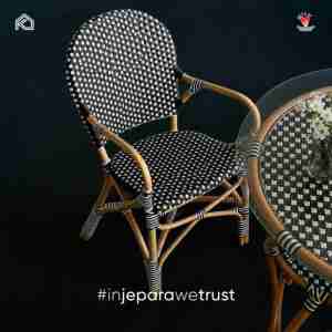 Durable Ansena Luxury <b>Rattan</b> <b>Bistro</b> Armchair Durable PE Wicker Dining Chair for Outdoor Cafe Restaurant Patio Jepara - Product Image 5