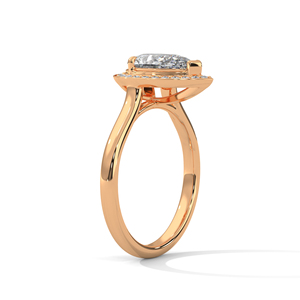 GRA Certified Teardrop Cut Lab Grown Diamond Halo Wedding <b>Ring</b> <b>Crafted</b> From 14K Rose Gold Side Accents Diamond Design <b>Ring</b> - Product Image 2