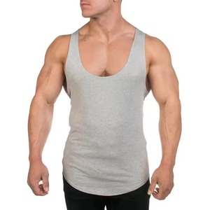 Camiseta sin mangas para hombre de algodón y poliéster gris, personalizada, de punto, informal, para gimnasio, con estampado por descarga, de alta calidad, ¡gran oferta! - Product Image 2