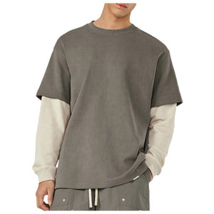 NOUVEAU T-shirt thermique à manches longues double couche 2 en 1 en coton épais de haute qualité personnalisé - Product Image 1