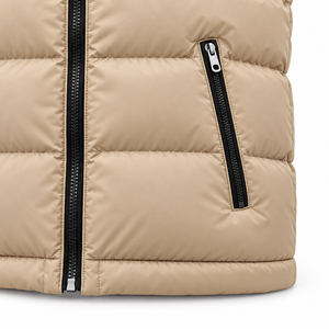 Chaleco Acolchado con Capucha para Hombre, Color Beige, Estilo Casual, Resistente al Viento, Sin Mangas, para Invierno - Product Image 4