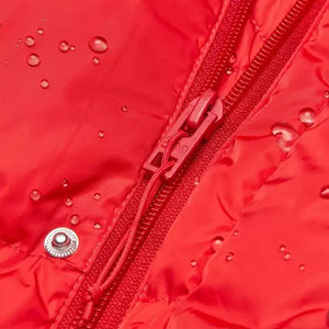 Blouson d'hiver rembourré à capuche rouge, coupe-vent, rembourrage épais en duvet, style décontracté, coupe régulière, fermeture à un bouton, blouson d'hiver rembourré - Product Image 4