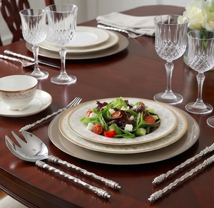 High Quality Modern Luxury Stainless Steel Salad <b>Server</b> With Twisted Rope Design Mirror Silver For Restaurants Hotels & Resorts - Product Image 2