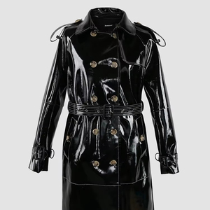 Vestes en peau de mouton exclusives pour femmes, manteaux longs en cuir véritable élégants pour femmes, manteaux longs classiques de mode en gros - Product Image 1