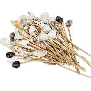 Palillos desechables de bambú con forma de concha marina para cócteles, brochetas para bar tiki, decoración, accesorios para bebidas de restaurante - Product Image 1