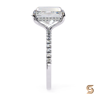 Bague de fiançailles en or blanc massif 18 carats avec moissanite taille émeraude 2,50 carats 9x7 mm, sertie de griffes et pavé, solitaire pour femme - Product Image 5