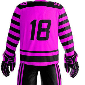 Tenue de hockey sur glace à manches longues avec nom d'équipe personnalisé, 100 % polyester respirant et à séchage rapide, ensemble uniforme en vente directe d'usine - Product Image 5