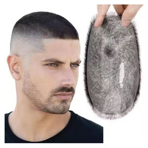 BM Hair BSM-606 Remy Hair <b>Wig</b> <b>Men</b> Breathable Indian Prosthesis Replacement Toupee Thin Skin Base Natural Wave 100% Hand Tied - Product Image 2