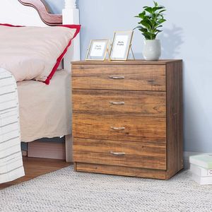 Cómoda Contemporánea de MDF con 4 Cajones y Acabado en Color Vintage, Extensible, para Dormitorio, Sótano, Casa de Campo o Apartamento - Product Image 1