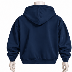 เสื้อฮู้ดดี้ผู้ชายสีน้ำเงินกรมท่าแบบซิปเต็มตัว ปักอักษรเชนิลล์ ผ้าฟลีซหนานุ่ม ทรงโอเวอร์ไซส์ สไตล์ลำลองสำหรับฤดูหนาว เสื้อสตรีทแวร์ - Product Image 2