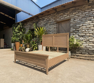 Juego de dormitorio estilo rústico francés, mesa de comedor de madera antigua, madera maciza de roble vietnamita, nogal, aliso, acacia, pino y ratán. - Product Image 5