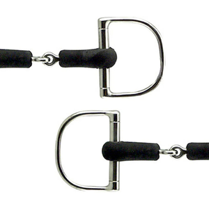 Mors à cheval en acier inoxydable à double articulation avec anneaux en D et poignées rembourrées noires, équipement d'équitation, qualité supérieure 100% - Product Image 4
