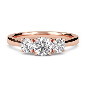 Bague Trilogie Élégante Vintage avec Diamant Taille Brillant 0,60 Carat, Diamant de Laboratoire, Or 18K et Platine, Certifiée pour Cadeau et Bijoux de Fête - Product Image 3