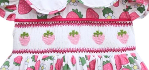 <b>Strawberry</b> <b>Print</b> Smocked <b>Dress</b> for Baby Girls, Peter Pan Collar Ruffle Sleeve Cotton Kids <b>Dress</b> - Product Image 6