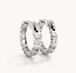 <b>Hoops</b> Earrings Diamond Earrings Gold and <b>Silver</b> Earrings Natural and Lab Grown Diamonds Earrings <b>Hoops</b> Fine Jewelry for Women - Product Image 3