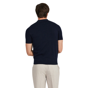 Polo en tricot bleu marine classique pour homme, manches courtes, coupe ajustée, respirant, style décontracté, qualité supérieure, vêtement de mode pour affaires - Product Image 6