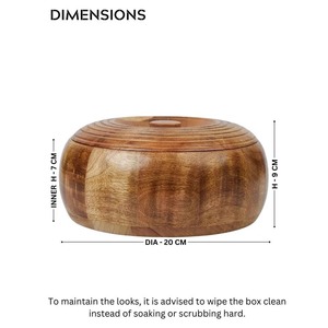 Handmade Enamel Coated Polished Durable Wooden Casserole Round Storage Box with <b>Lid</b> Contemporary Eco-Friendly Design - Product Image 6