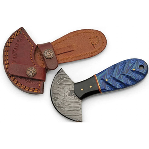 Cuchillo para Pizza Hecho a Mano de Acero de Damasco con Mango de Madera Azul, Grado Industrial, Espesor de Hoja de 0.5mm, Garantía de 3 Años - Product Image 6