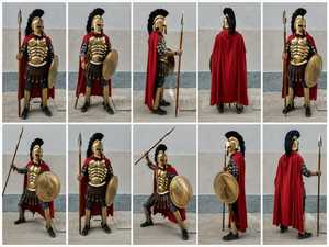 Ensemble de costume d'armure de guerrier spartiate médiéval, casque d'hoplite grec, plastron, lance, pour cosplay, reconstitution historique et fête d'Halloween - Product Image 6