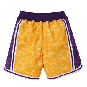Shorts d'été pour hommes en maille écologique, coupe ample, respirants, style vintage, avec cordon de serrage et empiècements latéraux - Product Image 1
