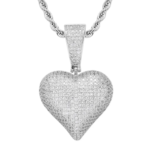 Hip Hop Rhinestone Men Necklace Heart Pendant Chain Iced Out Love Shape Charm Gold <b>Silver</b> Bling Cuban Link <b>Choker</b> Mens Jewelry - Product Image 3