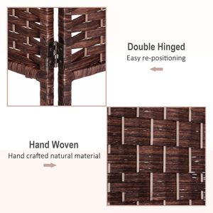 Paravent pliable traditionnel en bois brun et osier avec 6 panneaux translucides pour chambre et bureau - Product Image 5