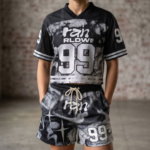 Ensemble Maillot et Short de Football Personnalisé 2026 Imprimé Oversize Unisexe Streetwear Vintage Graphique en Maille - Product Image 4