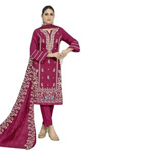 El último material pesado de viscosa Santoon Organza bordado con trabajo de piedra y trabajo bordado único Dupatta - Product Image 1