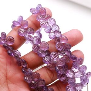 ลูกปัดอเมทิสต์สีม่วงธรรมชาติแกะสลักทรงเปลือกหอยเจาะรูด้านข้างขนาด 9-10 มม. ลูกปัดอเมทิสต์แกะสลักด้วยมือสำหรับทำเครื่องประดับขายส่ง - Product Image 4