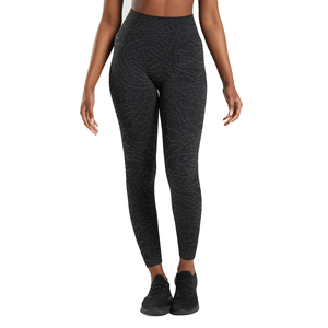 High Waist Full Length Yoga Leggings With Subtle Print Pattern Four-Way Stretch Spandex Polyester Activewear Pants - Product Image 3