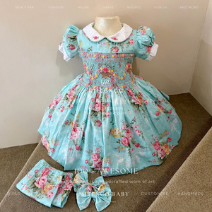 ชุดเดรสสั้นปักลายดอกไม้สีฟ้าสำหรับเด็กผู้หญิงในวันเซนต์แพทริก แขนสั้น ตัดเย็บตามสั่ง ผลิตในเวียดนาม - Product Image 1