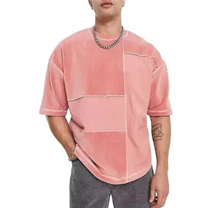 Vintage Drop Shoulder übergroße T-Shirt Streetwear Hip Hop gewaschen schwere Baumwolle T-Shirts mit Logo Acid Wash 230g Kurzarm