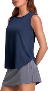Camiseta sin Mangas para Mujer, Cuello Redondo, Color Sólido, Tejido Transpirable, Estilo Deportivo, Verde Azulado, ODM OEM - Product Image 4