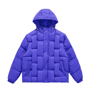 Latest Design Men Puffer Jacket Shiny Quilted Down Feather Bubble Oversized Hooded Padded Custom Logo Outdoor <b>Warm</b> Winter Jacket - Product Image 1