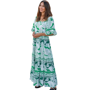 Vestido largo escalonado para mujer, conjunto de verano de manga corta - Product Image 3