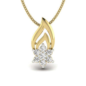 Yellow Gold <b>Diamond</b> Pendant With Round Brilliant Cut Stones Romantic Style For Women's Everyday Wear - Product Image 3